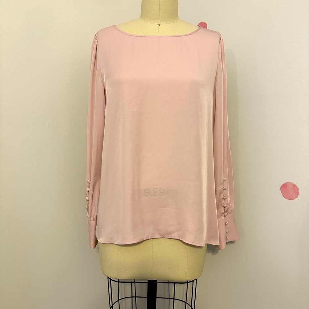 EXPRESS Women’s Long-Sleeve Satin Polyester Blouse Top